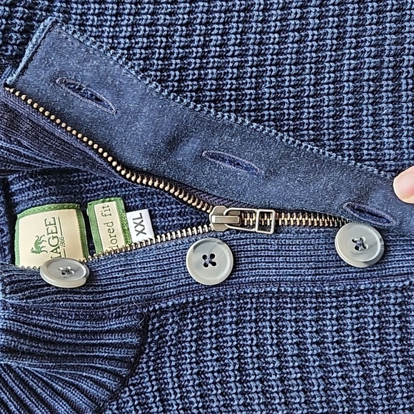 Magee 1866 Navy Blue Wahed Cotton Quarter Button Zip Pullover Sweater XXL NWOT - Picture 6 of 9